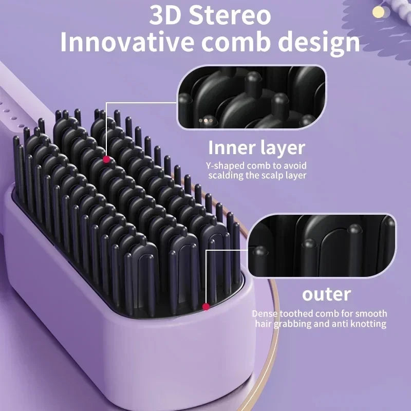 Rechargeable Negative Ion Hair Straightening Brush
