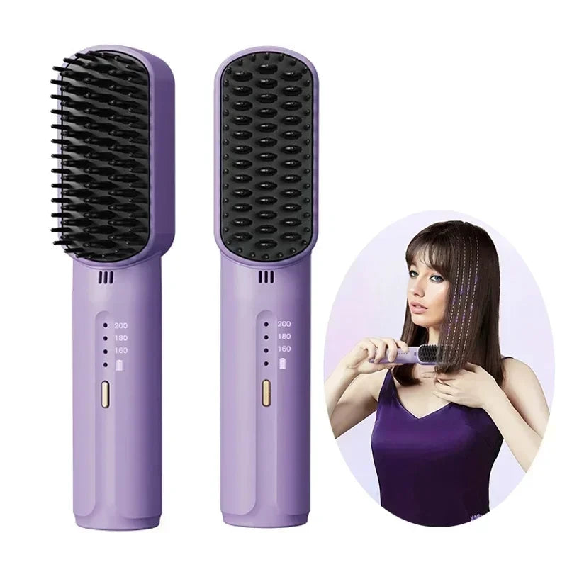 Rechargeable Negative Ion Hair Straightening Brush