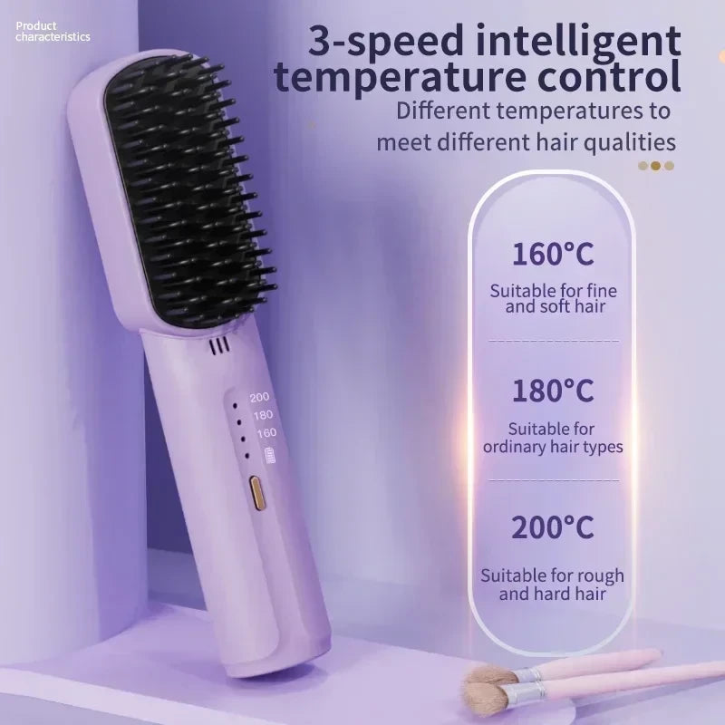 Rechargeable Negative Ion Hair Straightening Brush